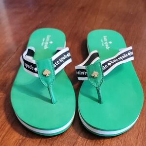 Kate Spade Green Sandals with Black and White Straps